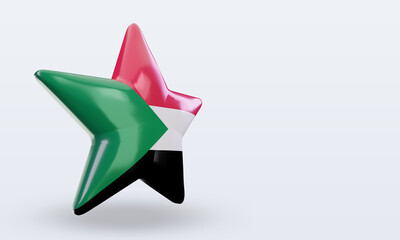3d star Sudan flag rendering left view