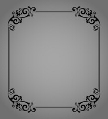 Decorative frame Elegant vector element for design in Eastern style, place for text. Floral black and gray border. Lace illustration for invitations and greeting cards