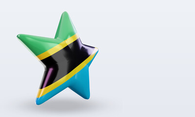 3d star Tanzania flag rendering left view