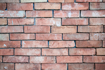 Red brick wall. Clinker stone brown color