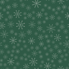 Christmas and Happy New Year seamless patterns with snowflakes. Vector design template.
