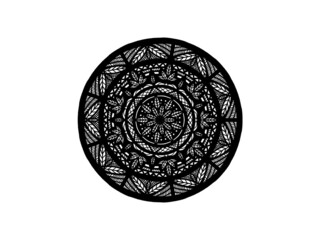 black and white mandala ornament hand drawn
