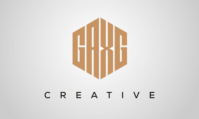 letters GAXG creative polygon hexagon logo victor template