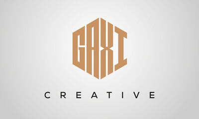 letters GAXI creative polygon hexagon logo victor template