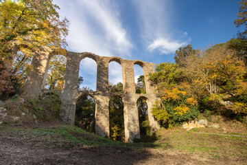 Ruins of Roman Aqueduct located in Ancient Monterano,Canale Monterano,Italy.With the great beauty...