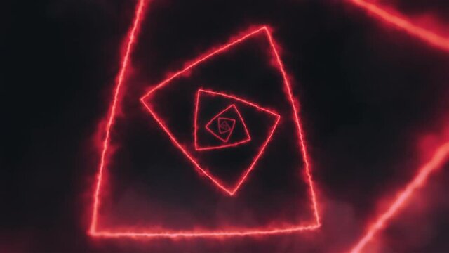 Abstract red burning lines spiral on black backdrop. Animated looping background.