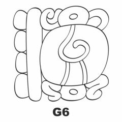 Vector icon with Mayan glyph lords of the nights. Maya god glyph symbol G6