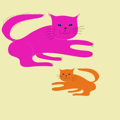 Design colored  cats. Hand drawn.