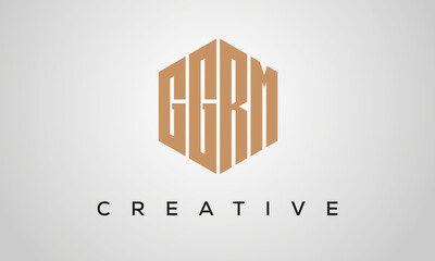 letters GGRM creative polygon hexagon logo victor template