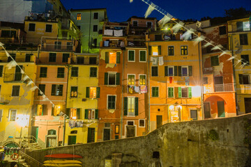 Beautiful Italian fishing village by nigh-Riomaggiore- Italy(cinque terre- UNESCO World Heritage Site)