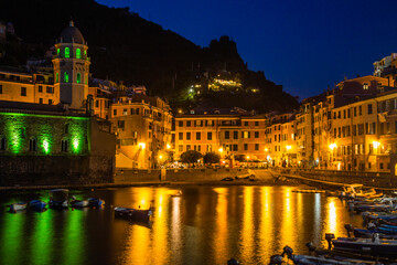 Fototapeta na wymiar Beautiful Italian fishing village by night-Vernazza- Italy(cinque terre- UNESCO World Heritage Site