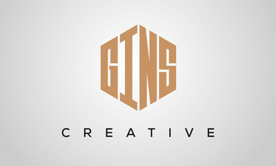 letters GINS creative polygon hexagon logo victor template