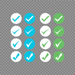 Set of check mark buttons in  neomorphism (neumorphism) style. Designed for websites, mobile apps and other developers.