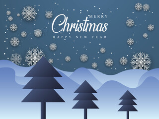 Merry Christmas Background Design Template, Christmas Ornament, Snowflake,  Christmas Elements, Trees, Flowing, Social Media Post, Web Banner Template, Poster Design, Winter Banner, Greeting Card. 