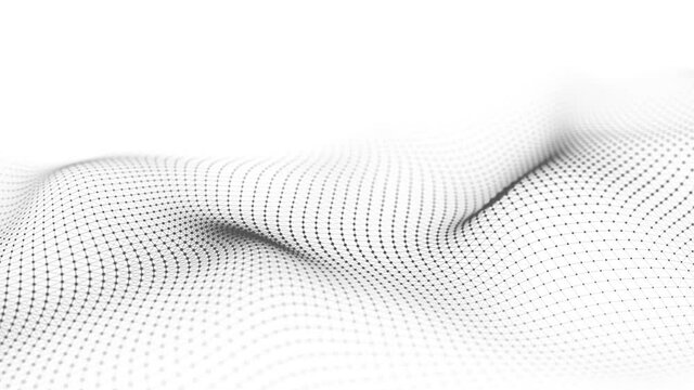 Abstract futuristic background. Big data visualization. Dynamic wave of particles. 3D rendering.