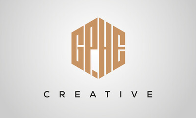 letters GPHE creative polygon hexagon logo victor template