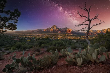 Foto op Canvas Sedona with milkyway in the background © jdross75