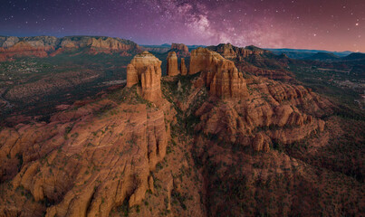 Sedona with milkyway in the background
