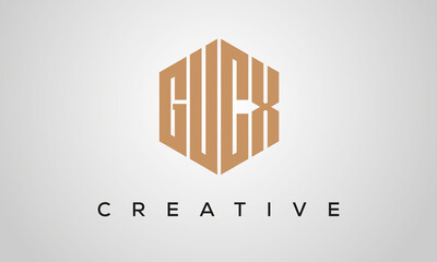 letters GUCX creative polygon hexagon logo victor template