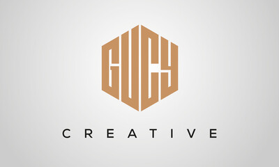 letters GUCY creative polygon hexagon logo victor template