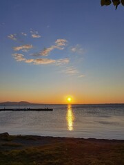 sea sunset beach in the winter menidi greece