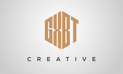 letters GXBT creative polygon hexagon logo victor template