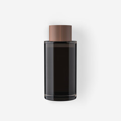 Obraz premium Cosmetic Glass Container with Empty Black surface for Label Wrap Mockup