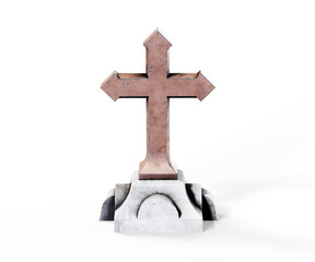 Gold plus sign isolated on white background with reflection. 3D rendering.