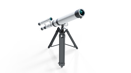 Realistic 3D Render of an antique Telescope mounted on a wooden tri-pod