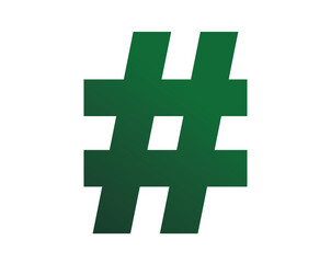 Vector gradient Christmas green hashtag symbol icon.