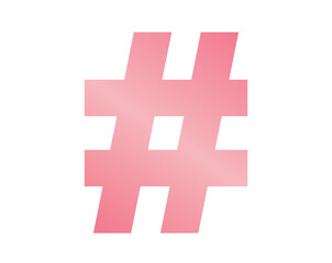 Vector gradient pastel pink hashtag symbol icon.