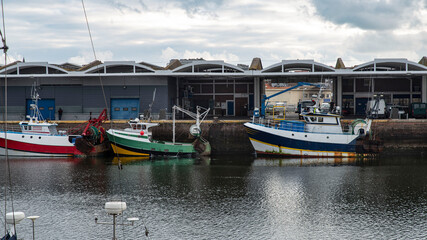 Fototapeta premium View of the town of Dieppe and its fishing port in Normandy, France