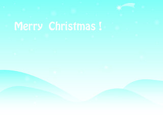 christmas hand-drawn light blue panorama with snowfall .  Winter blue and white background.