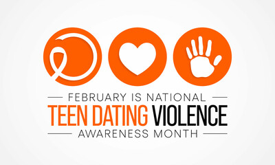 Teen Dating Violence awareness month (TDVAM) is observed every year in February, it focuses on advocacy and education to stop dating abuse before it starts. Vector illustration - obrazy, fototapety, plakaty
