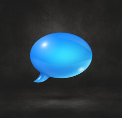 Fototapeta na wymiar Blue speech bubble on black square background