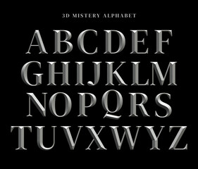 3D Mistery Alphabet in dark background  Spooky Style