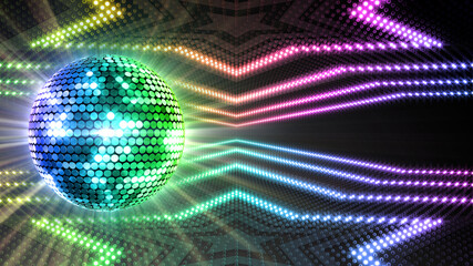 Mirror Ball Disco Lights Club Dance Party Glitter 3D illustration