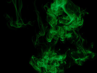 Chaotic mixing smoke creates abstract patterns on a black background