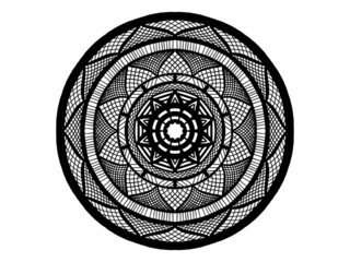 black and white mandala ornament hand drawn