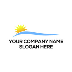 sun and wave abstract logo design