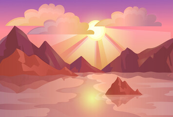 Mountain on sunset