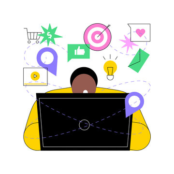 Internet addiction abstract concept vector illustration. Real-life substitution, living online disorder, web addiction, digital addictive behavior, internet overuse, social media abstract metaphor.