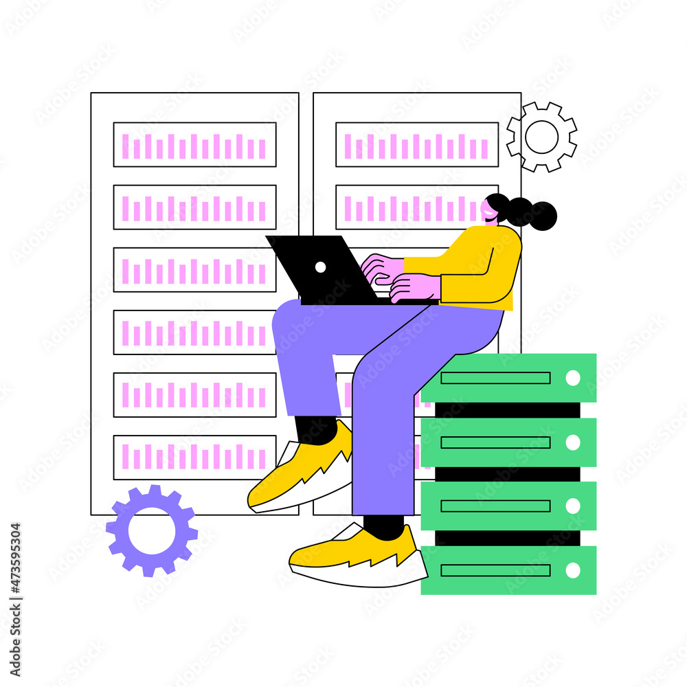 Poster database abstract concept vector illustration. online database, data architecture, information stora