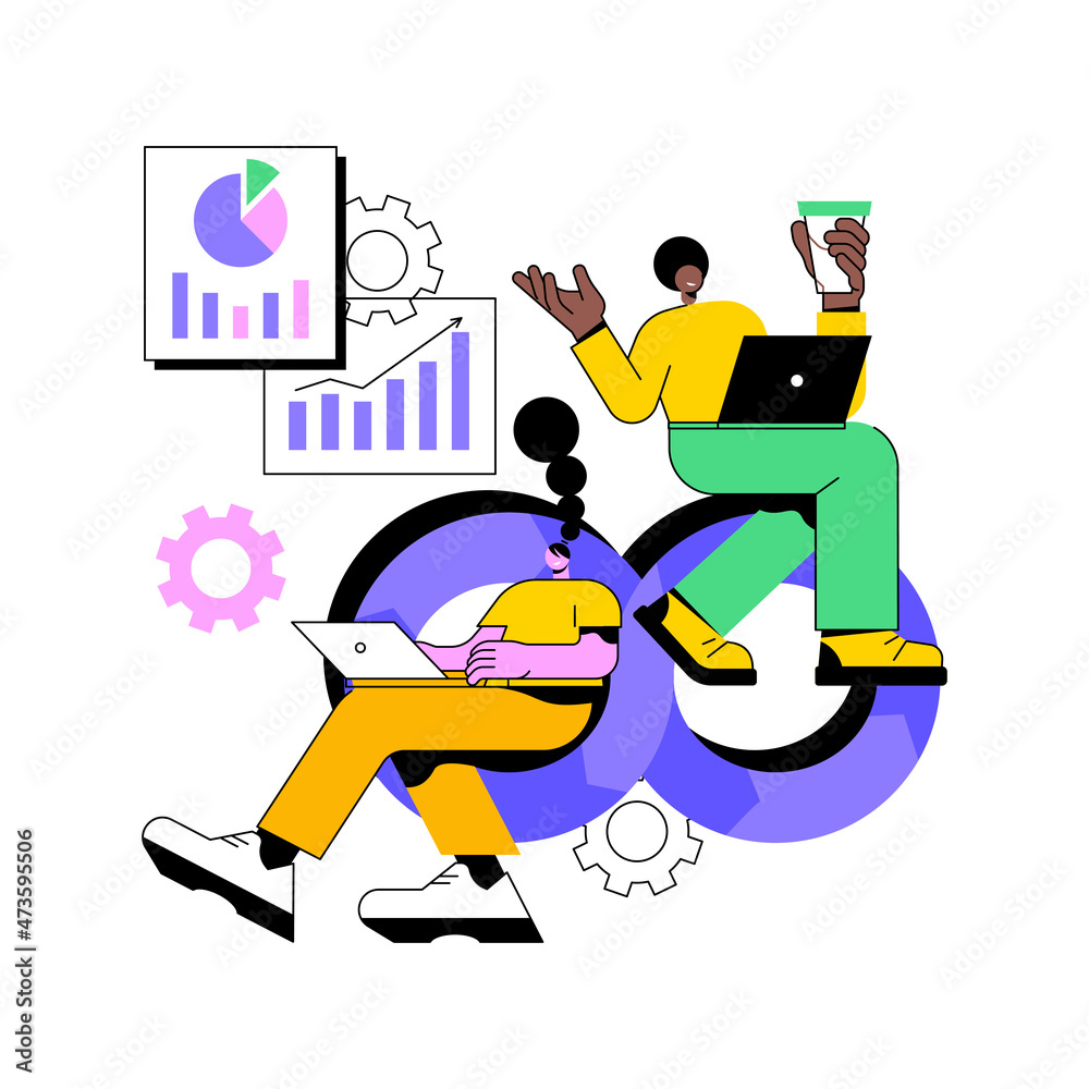 Poster devops team abstract concept vector illustration. software development team member, agile workflow, 
