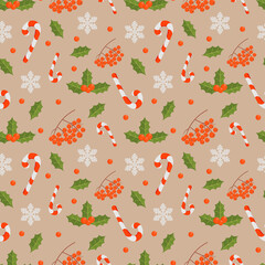 Winter seamless pattern. Christmas design. Merry Christmas and Happy new year. 2022. Vector illustration