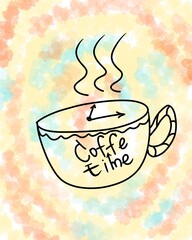 cup of Coffee line art time coffe