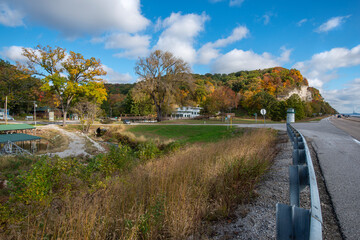 Autumn day under a big Mississippi river sky near Alton Illinois
