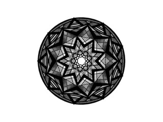 black and white mandala ornament hand drawn