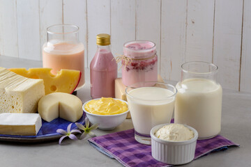 Dairy products. Milk and derivatives. - obrazy, fototapety, plakaty