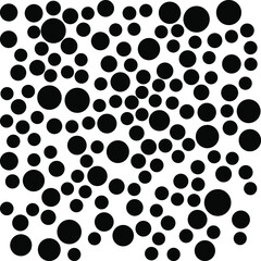 Black polka dots random pattern background. Grunge texture. Vector illustration.